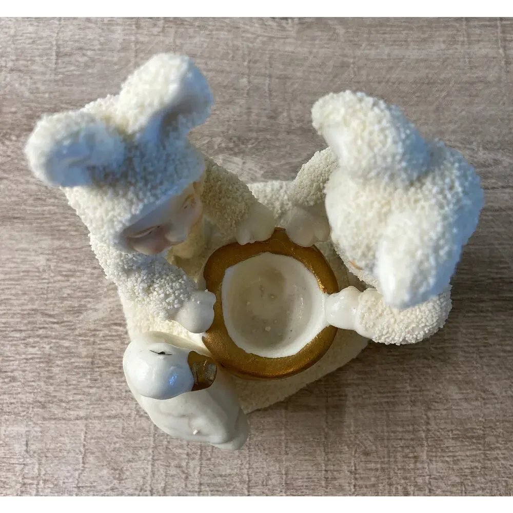 Vintage Department 56 Ceramic Snow Babies Duck Goose Candlestick Holder